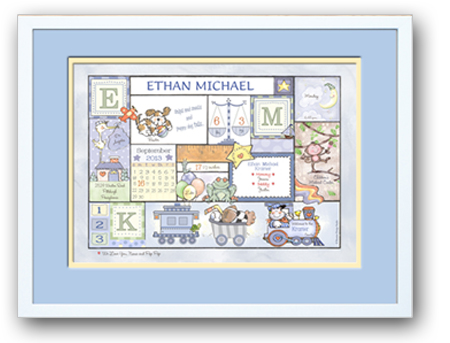 Celebration Birth Art: Watercolor 16x20 Boy