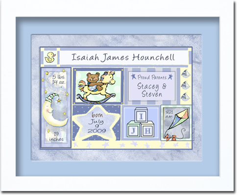 Celebration Birth Art: Watercolor 16x20 Boy