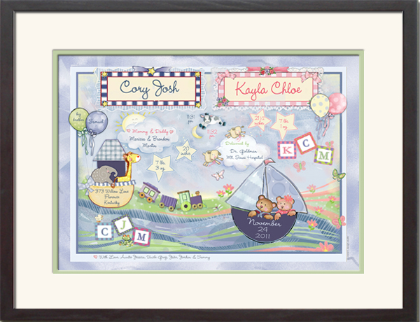 Celebration Birth Art: Watercolor 16x20 Boy