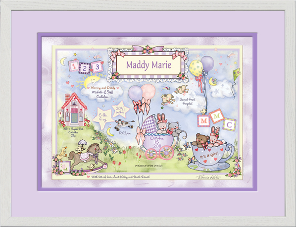 Celebration Birth Art: Watercolor 16x20 Boy