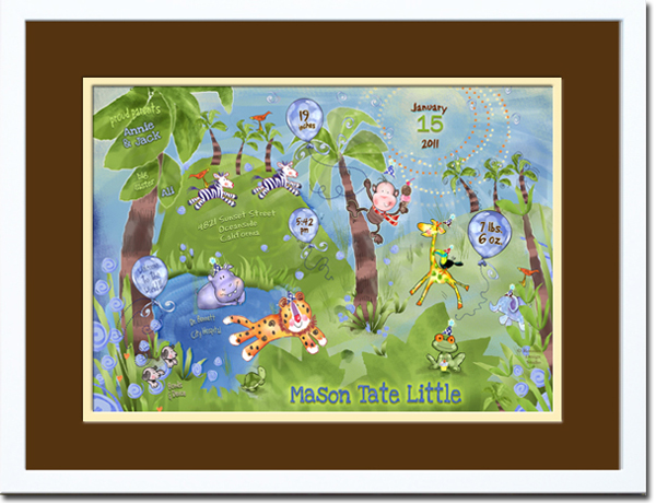Celebration Birth Art: Watercolor 16x20 Boy