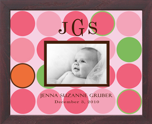 Monogrammed Photo Frame - Big Multi Dot 